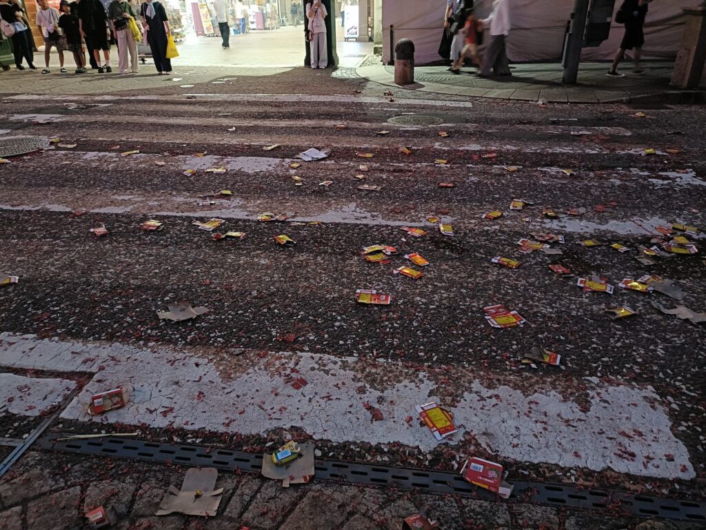 One Night a Year, Firecrackers Take Over the Streets: Nagasaki's Shoro Nagashi The quiet street the morning after Shoro Nagashi, swept clean of the previous night's firecracker debris